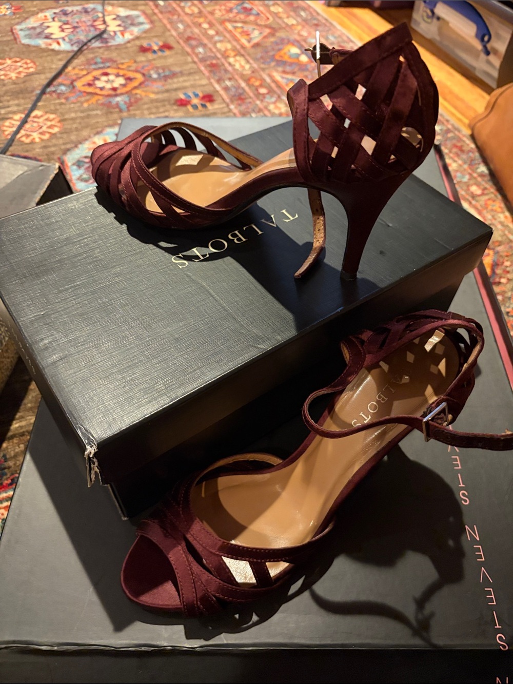 Talbots Women's Wine Multi-Strap Stiletto Sandals